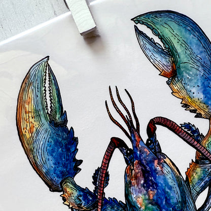 Blue Lobster Watercolor